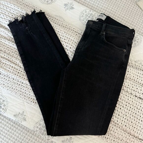 AGOLDE Sophie Mid Rise Skinny Ankle Jeans Black Size 26 - Picture 6 of 14